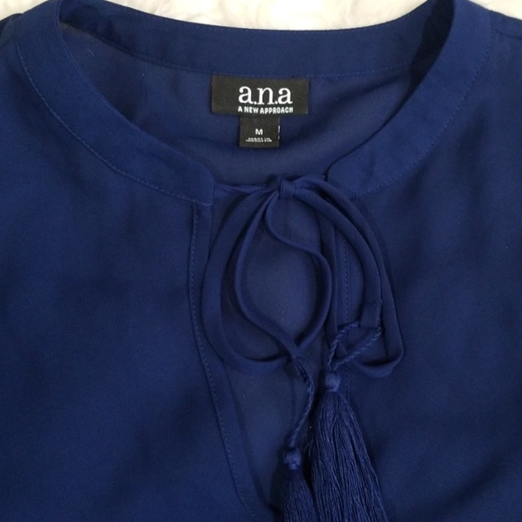 Ana a New Approach tassel cord blue blouse top. M - Picture 6 of 8